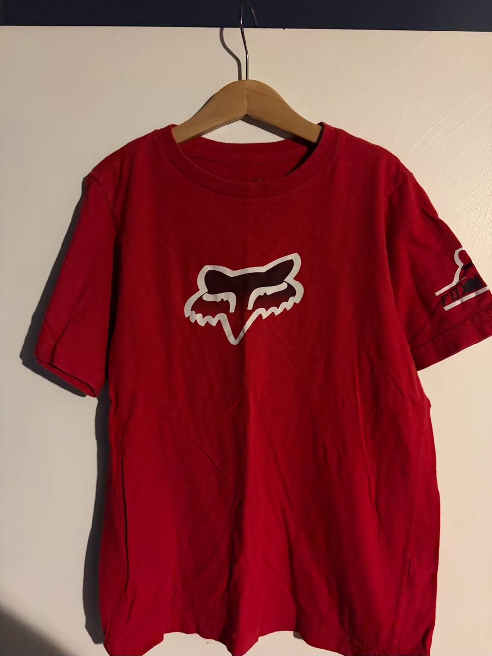 Fox Red Short Sleeve Tee with White Fox Head Graphic
